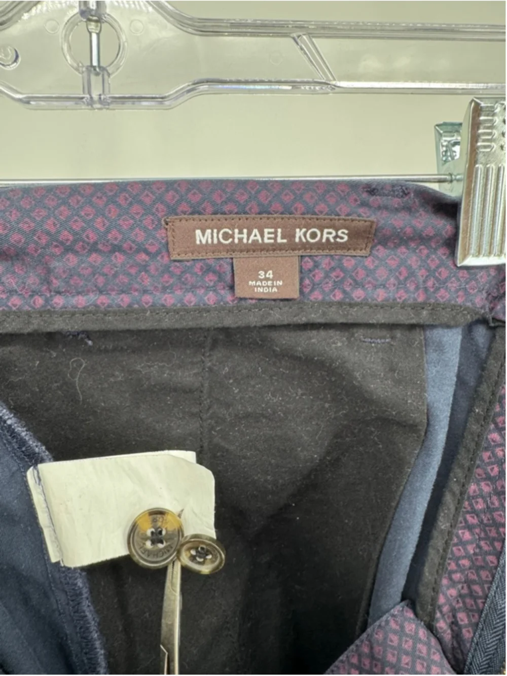 Michael Kors Men's Navy Burgundy Flat Front Shorts Waist 34